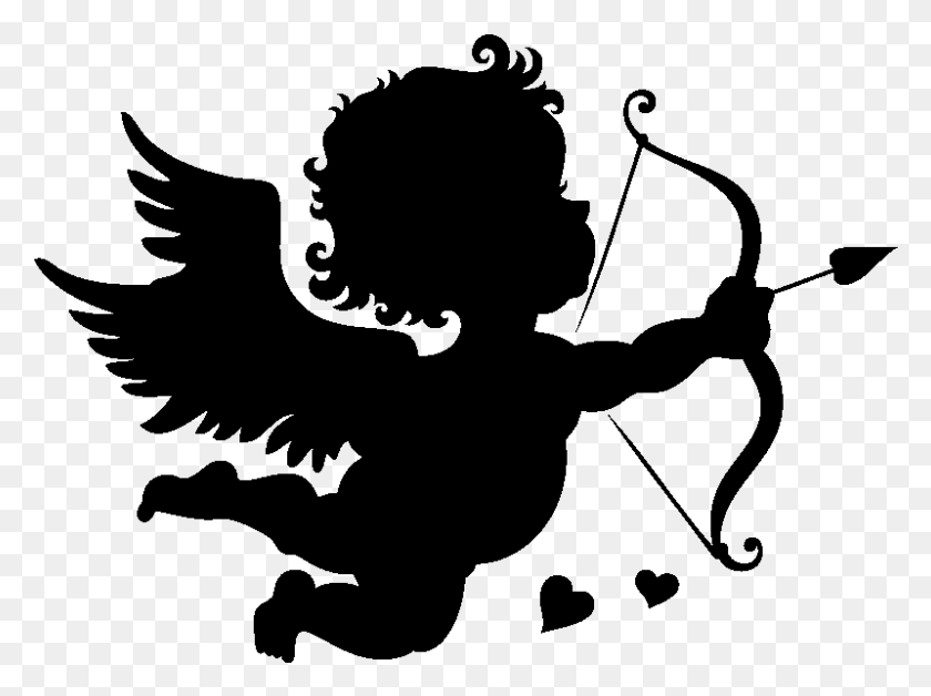 800x583 Sticker Cupidon Avec Une Fleche Et Cur Ambiance Sticker Cupid Silhouette, Gray, World Of Warcraft HD PNG Download