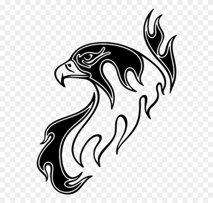 561x741 Sticker Decoration Aigle En Flamme Logo Rajawali Tribal, Dragon HD PNG Download