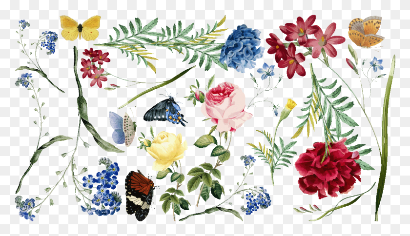 1181x643 Descargar Png Sticker Fleurs Dans Le Jardin Ambiente Sticker Col Bouquet, Planta, Flor, Rosa Hd Png