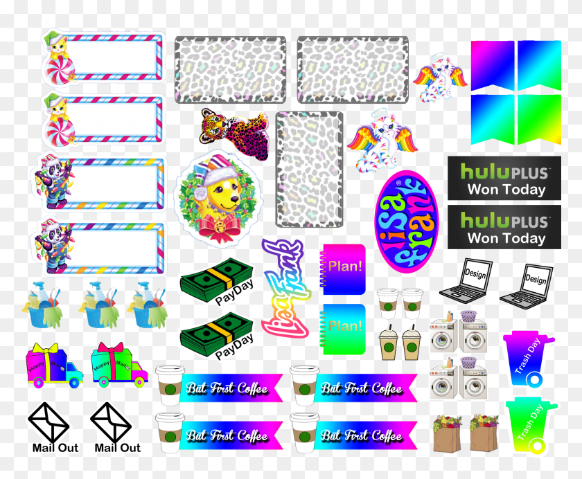 2163x1755 Sticker Kit Lisa Frank Functional Sheet Sticker Lisa Frank Planner Stickers, Graphics, Text HD PNG Download