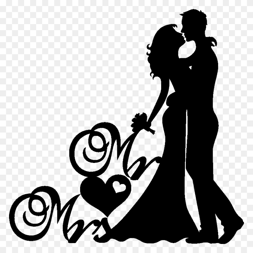800x800 Sticker Mariage Mr Mrs Ambiance Sticker Kc Mr And Mrs Silhouette, Person, Human HD PNG Download