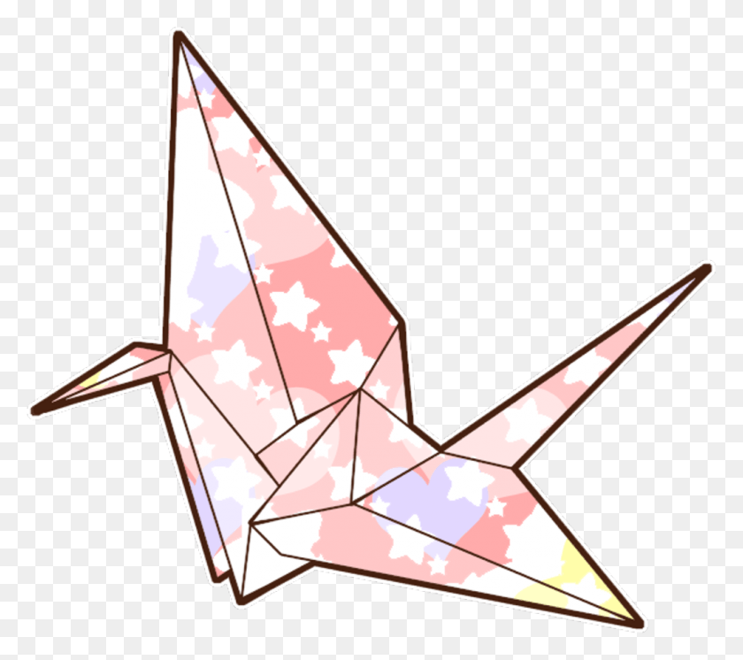 1024x901 Sticker Origami Crane Japan Tumblr Bird Colorful Origami Crane, Paper, Star Symbol HD PNG Download
