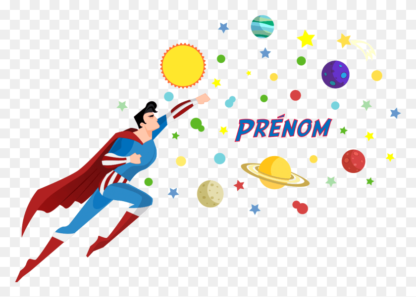 1188x825 Sticker Prenom Personnalise Superhero Planetes Ambiance Superhero Vector Free, Person, Human, Paper HD PNG Download