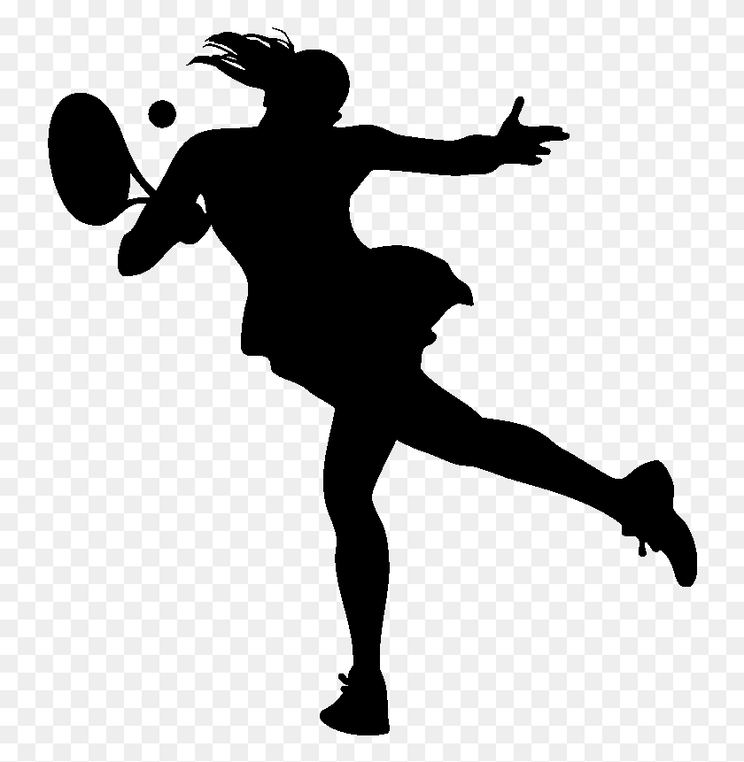 734x801 Sticker Silhouette Tenniswoman Ambiance Sticker Si Tennis Player Silhouette, Gray, World Of Warcraft HD PNG Download