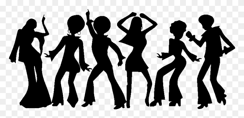 801x356 Sticker Silhouettes Danseurs Disco Ambiance Sticker Disco Dancing Silhouette, Gray, World Of Warcraft HD PNG Download