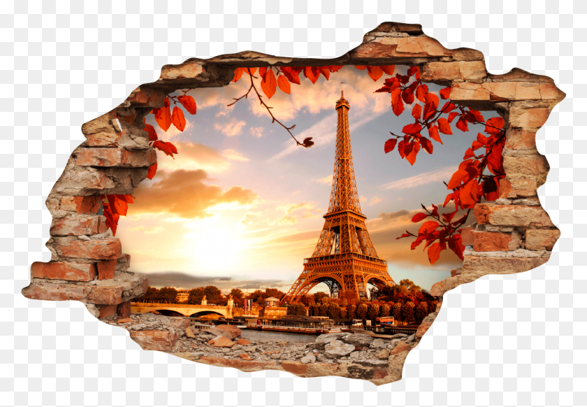 1201x805 Descargar Png Sticker Trompe L Oeil La Tour Eiffel En Automne Ambiente 1080P Torre Eiffel, Edificio, Arquitectura, Al Aire Libre Hd Png