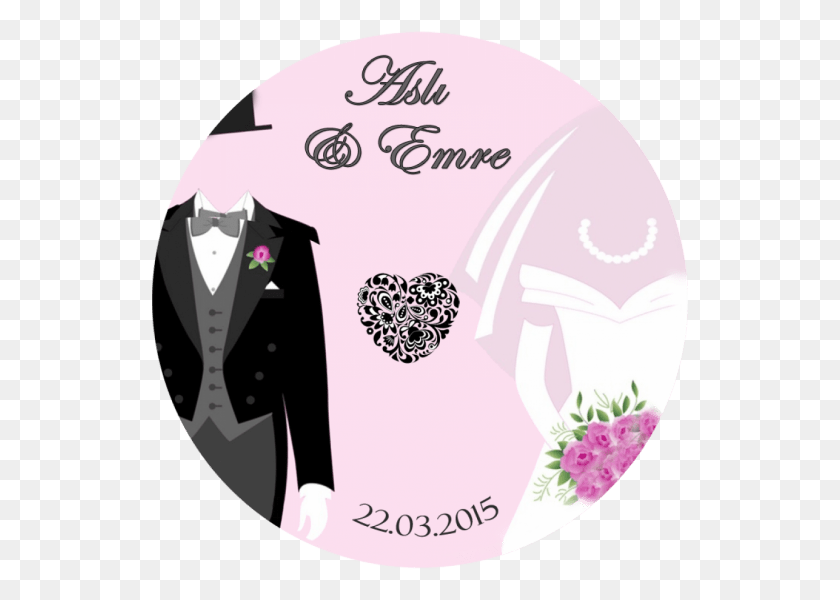 537x540 Stickeretiket Pink Wedding Tuxedo, Text, Face, Leisure Activities HD PNG Download
