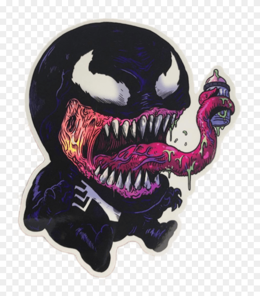943x1082 Наклейка Baby Venom Tongue Черные Острые Зубы Череп, Одежда, Одежда, Шлем Hd Png Скачать