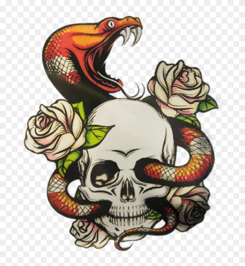 719x850 Descargar Stickergang Snake Skull Slither Rose Flor Veneno, Piel, Dragon Hd Png