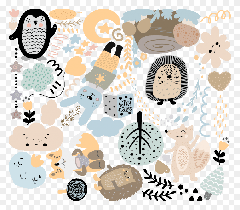 1173x1018 Stickers Animaux Scandinaves Marrants Ambiance Sticker, Doodle HD PNG Download