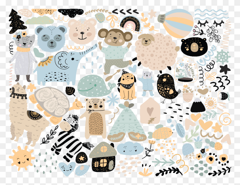 1174x883 Stickers Animaux Scandinaves Rigolos Ambiance Sticker Cartoon, Doodle HD PNG Download
