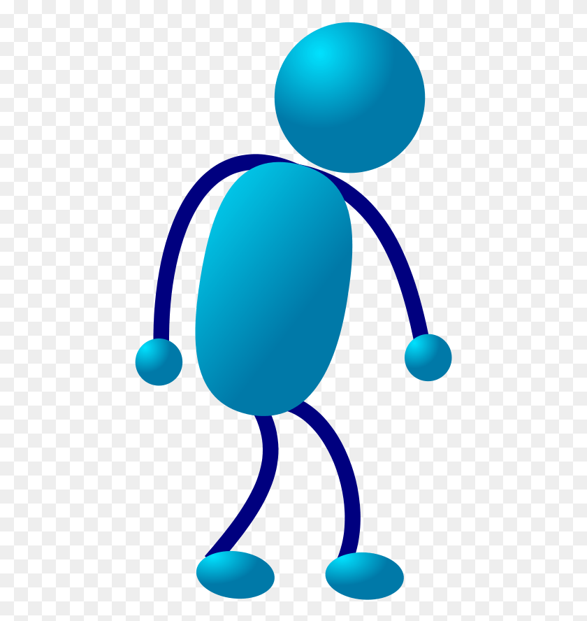 455x828 Stickman Stick Figure Blue Stick Man Walking, Balloon, Ball, Cushion HD PNG Download