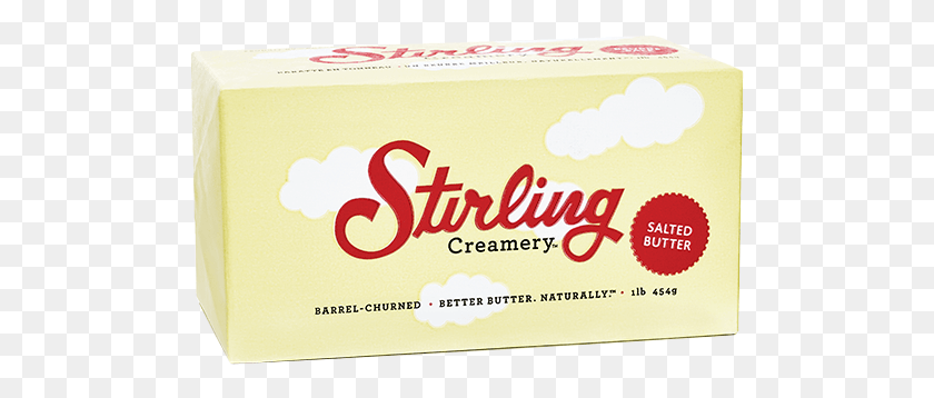 498x298 Stirling Creamery Salted Butter Stirling Creamery, Text, Label, Paper HD PNG Download