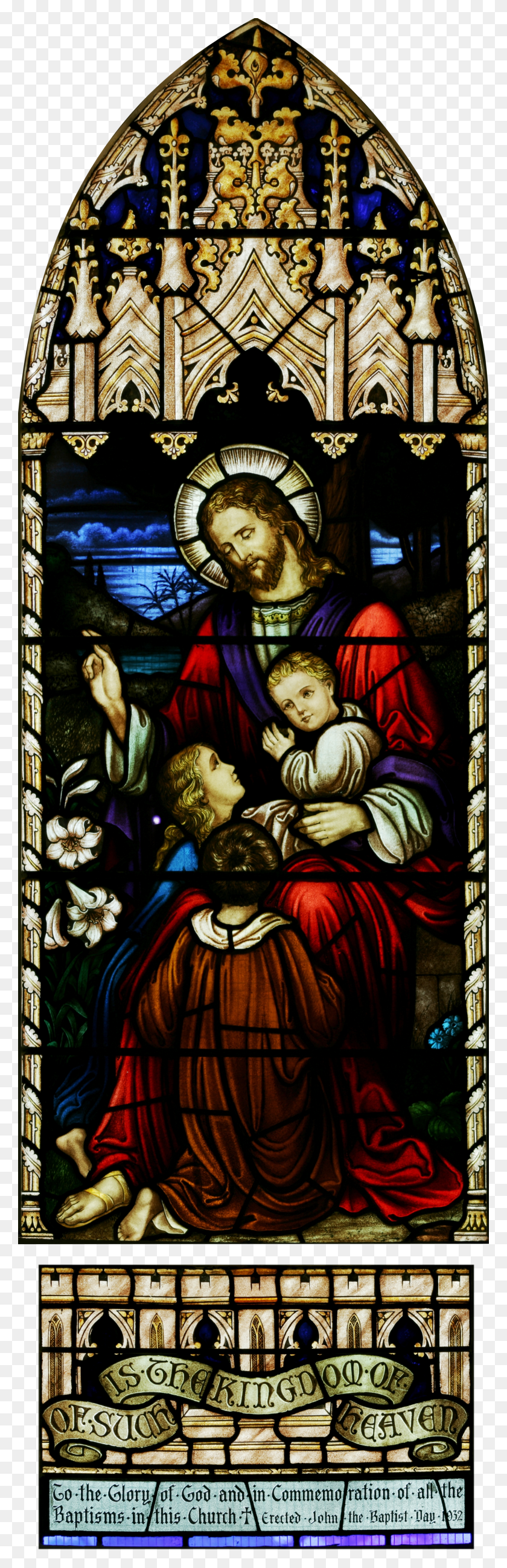 1960x6375 Png Изображение - Витраж Иисус И Дети Png.