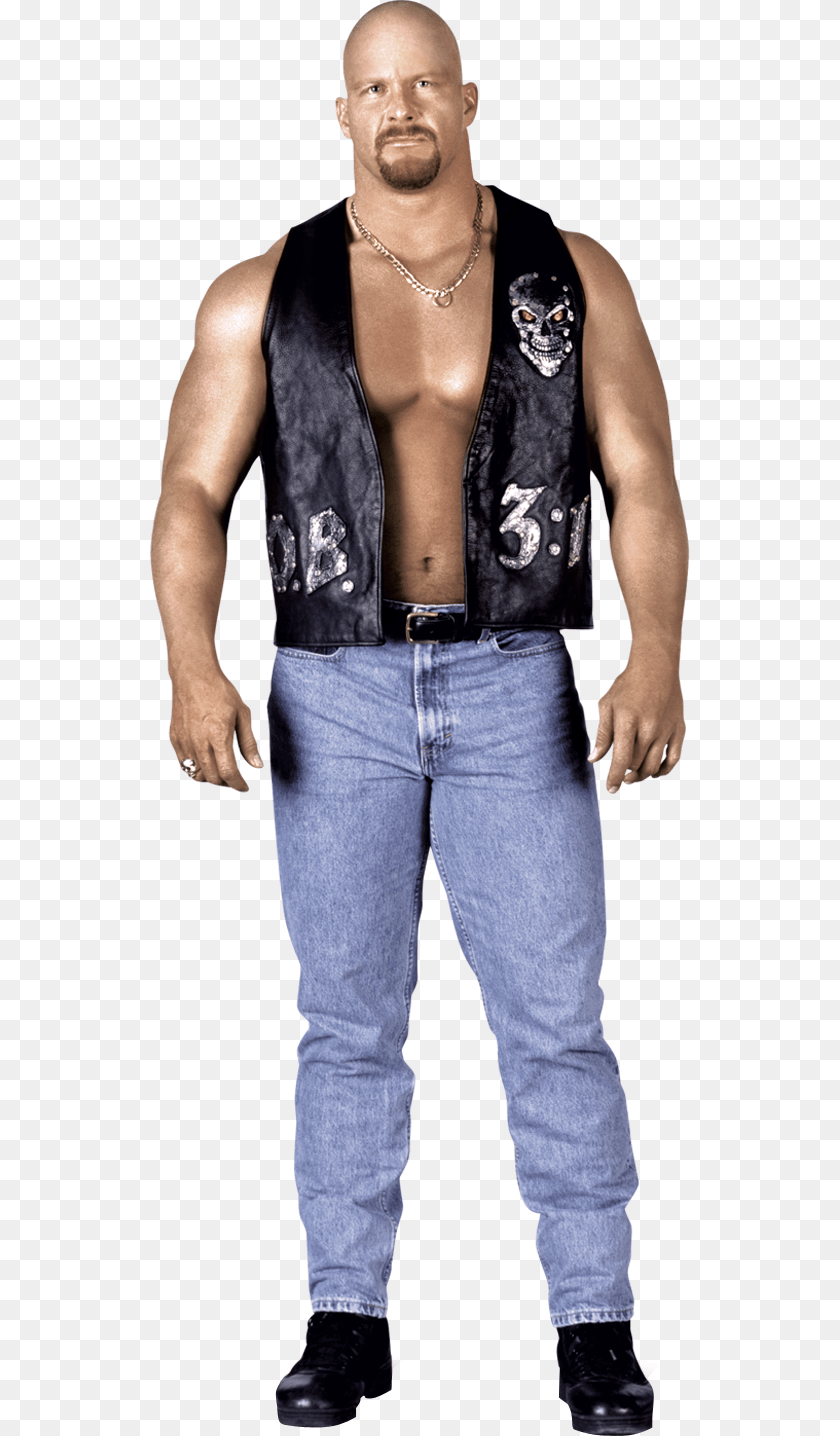 Stone Cold Steve Austin Wwe Wwe Com Stone Cold, Vest, Pants, Lifejacket, Jeans Transparent PNG