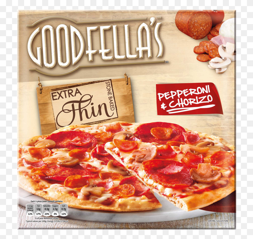 732x733 Descargar Pngpizza Extra Delgada Al Horno De Pepperoni Amp Goodfellas Pizza Extra Delgada, Comida, Publicidad, Cartel Hd Png