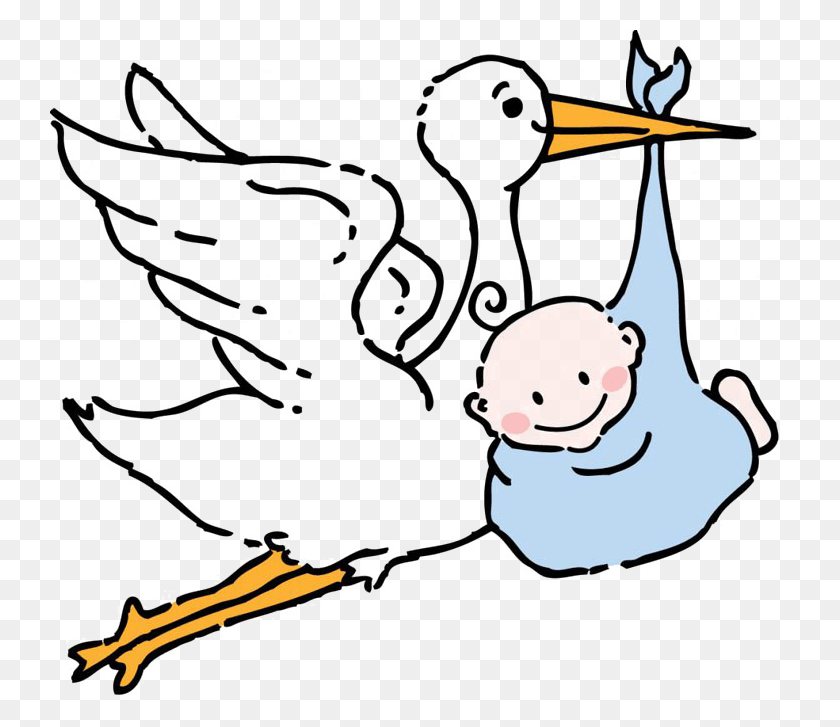 740x667 Stork Free Image Baby And Stork Clipart, Bird, Animal, Snowman HD PNG Download