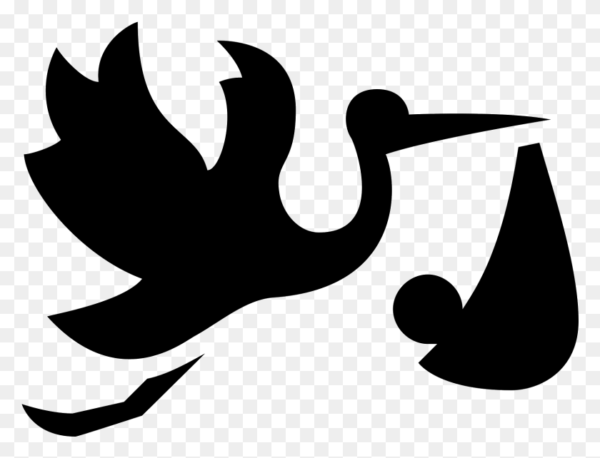 1601x1195 Stork Vector Baby Black And White Stork Baby Silhouette, Gray, World Of Warcraft HD PNG Download