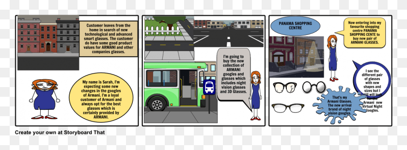 1145x368 Story Board For Armani Glasses Cartoon, Bus, Vehicle, Transportation HD PNG Download