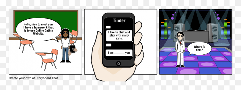 1145x376 Storyboard For Tinder, Texting, Mobile Phone, Hand-held Computer HD PNG Download