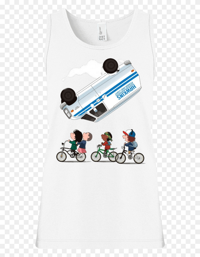 547x1015 Stranger Things Accident Cartoon Girls39 Tank Top T Shirts Fanart For Stranger Things, Bicycle, Vehicle, Transportation HD PNG Download