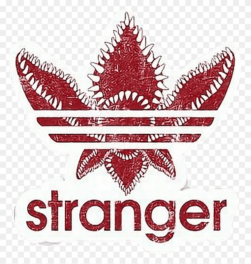 1024x1079 Descargar Png Strangerthings Moster Adidas Logotipo De La Marca Freetoedit Stranger Things Demogorgon Adidas, Símbolo, Texto, Emblema Hd Png