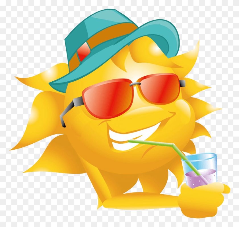 970x918 Straw Sun Hat Image Free Clipart Smiley With Sun Hat, Clothing, Apparel, Sunglasses HD PNG Download