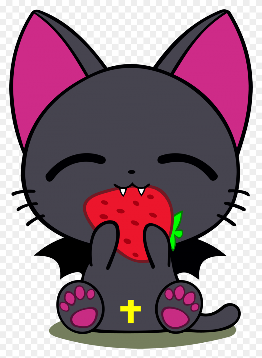 900x1253 Strawberries And Anime Cat, Graphics, Photography HD PNG Download