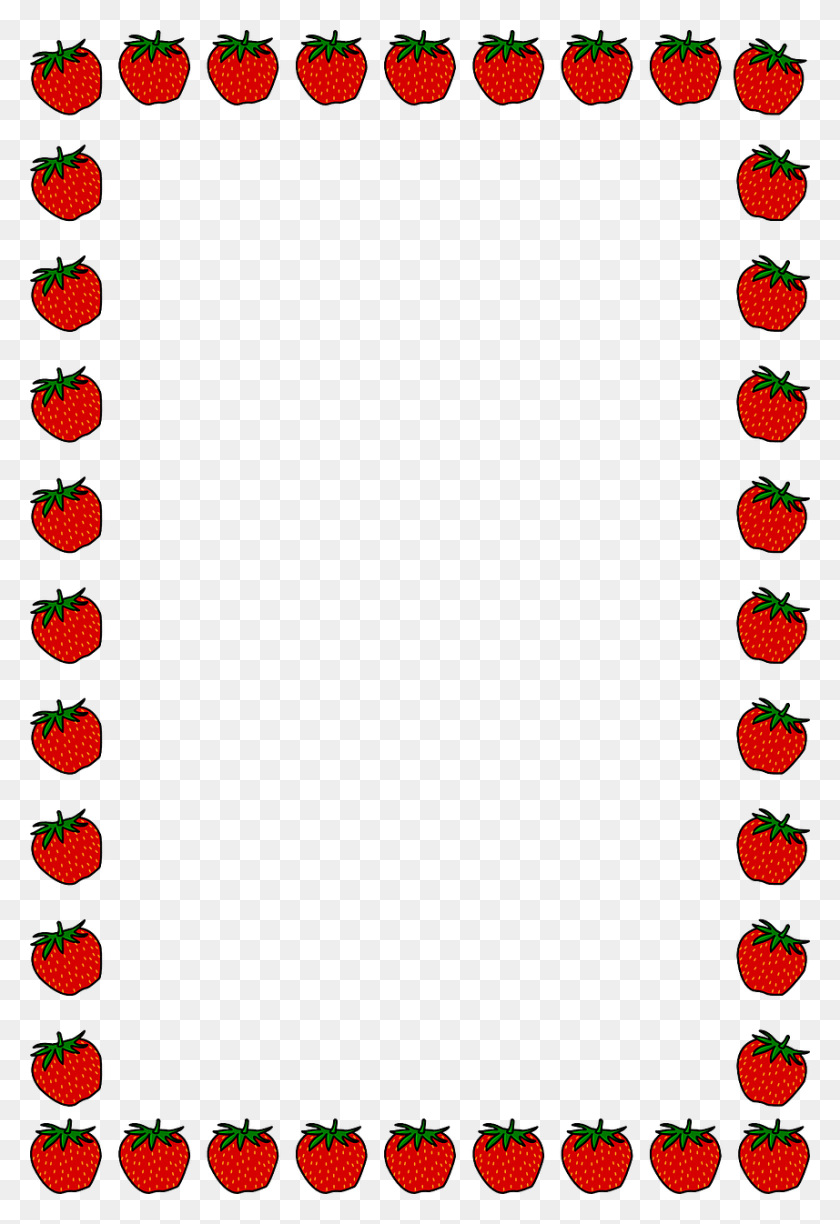 857x1280 Strawberry Border Floral Strawberry Border Clip Art, Rug, Symbol, Text HD PNG Download