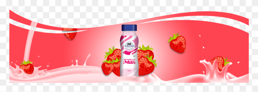 1921x594 Strawberry Milk Banner Strawberry With Milk, Fruit, Plant, Food HD PNG Download
