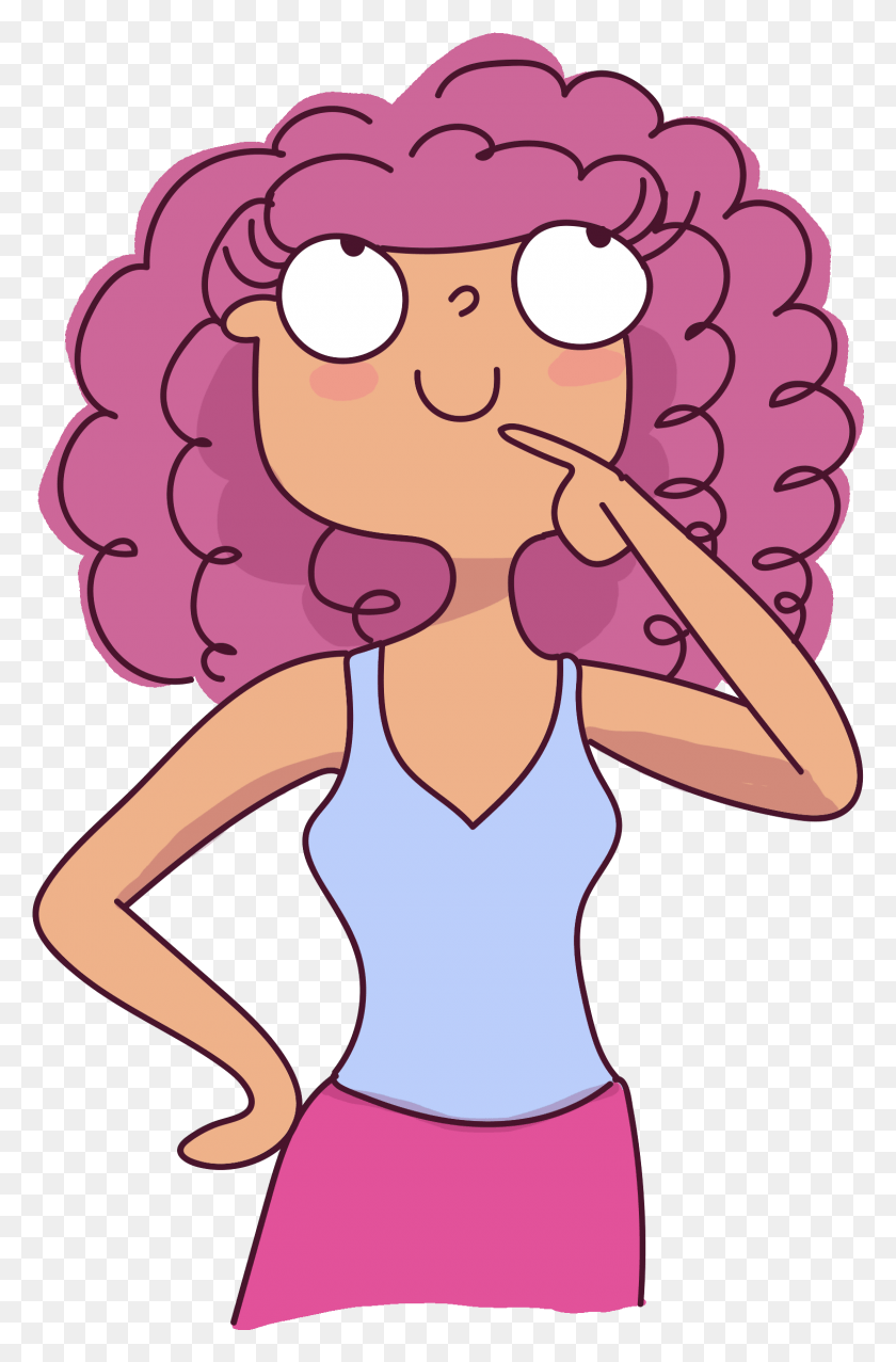 1508x2354 Stray Curls Think Thinking Cartoon, Female, Woman, Girl HD PNG Download