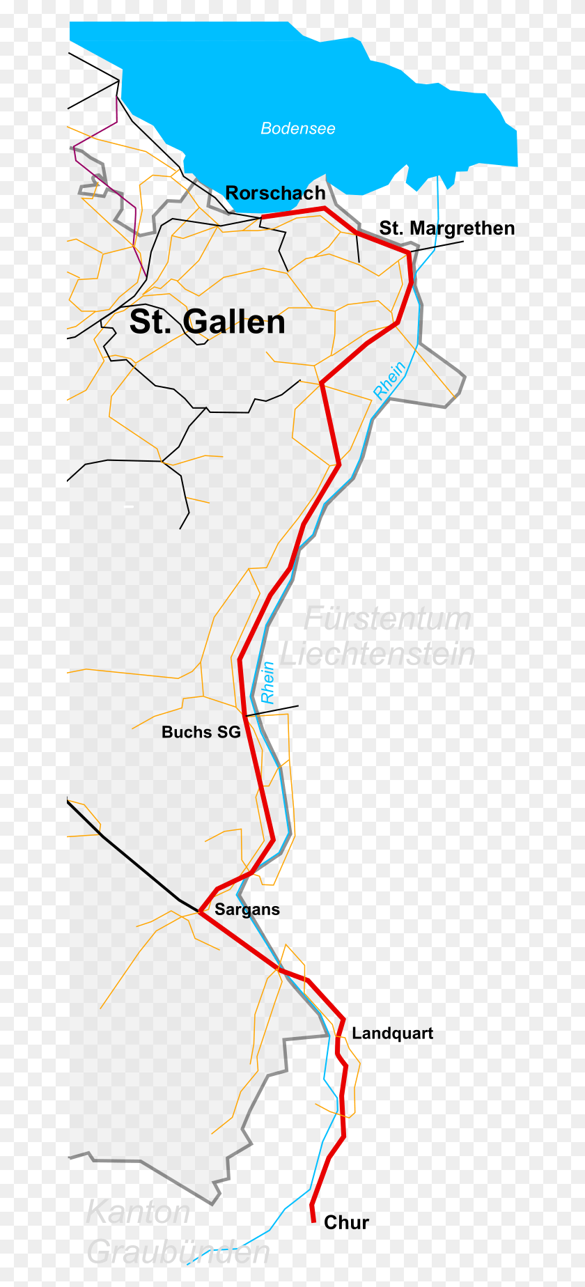 649x1788 Strecke Chur Sargans Rorschach Map, Plot, Diagram, Atlas HD PNG Download