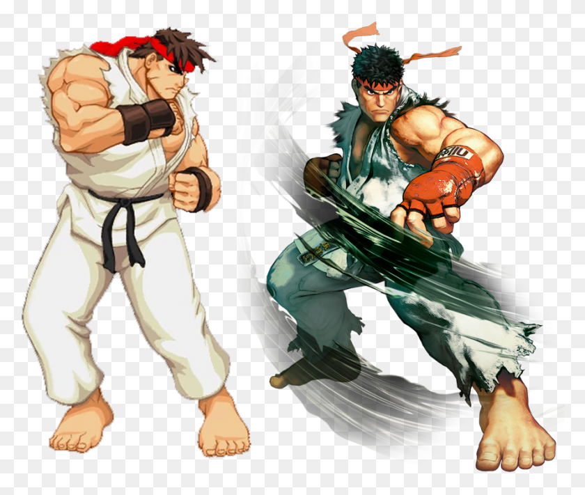 885x739 Street Fighter 2 Ryu Vs Street Fighter V Ryu Cartoon Gif No Background, Person, Human, Hand HD PNG Download