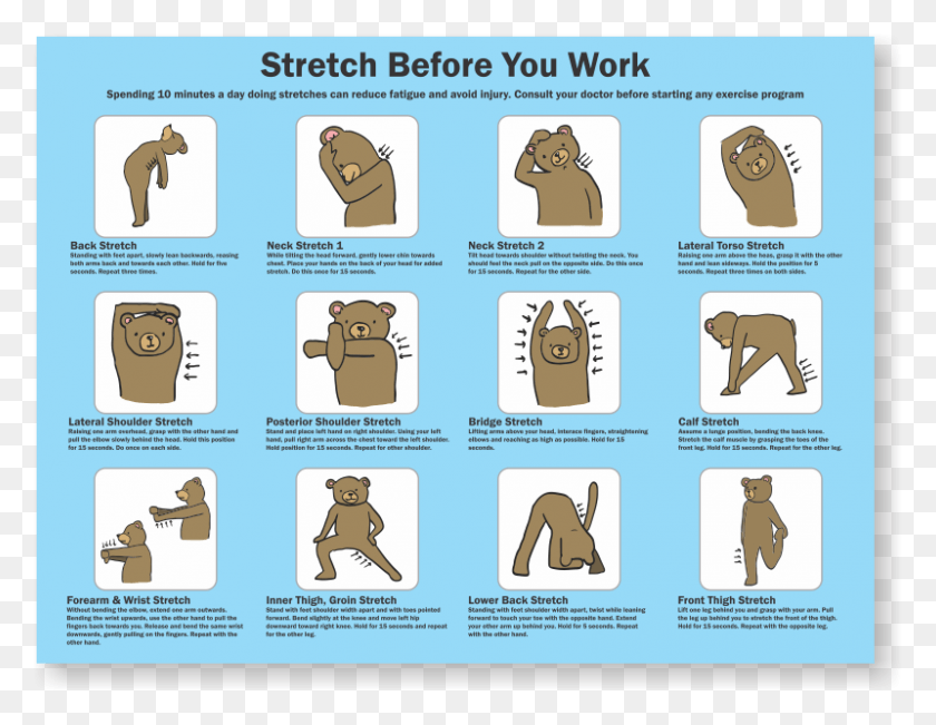 800x607 Stretch Before You Work Instruction Guide Stretching At Work Posters, Text, Label, Word HD PNG Download