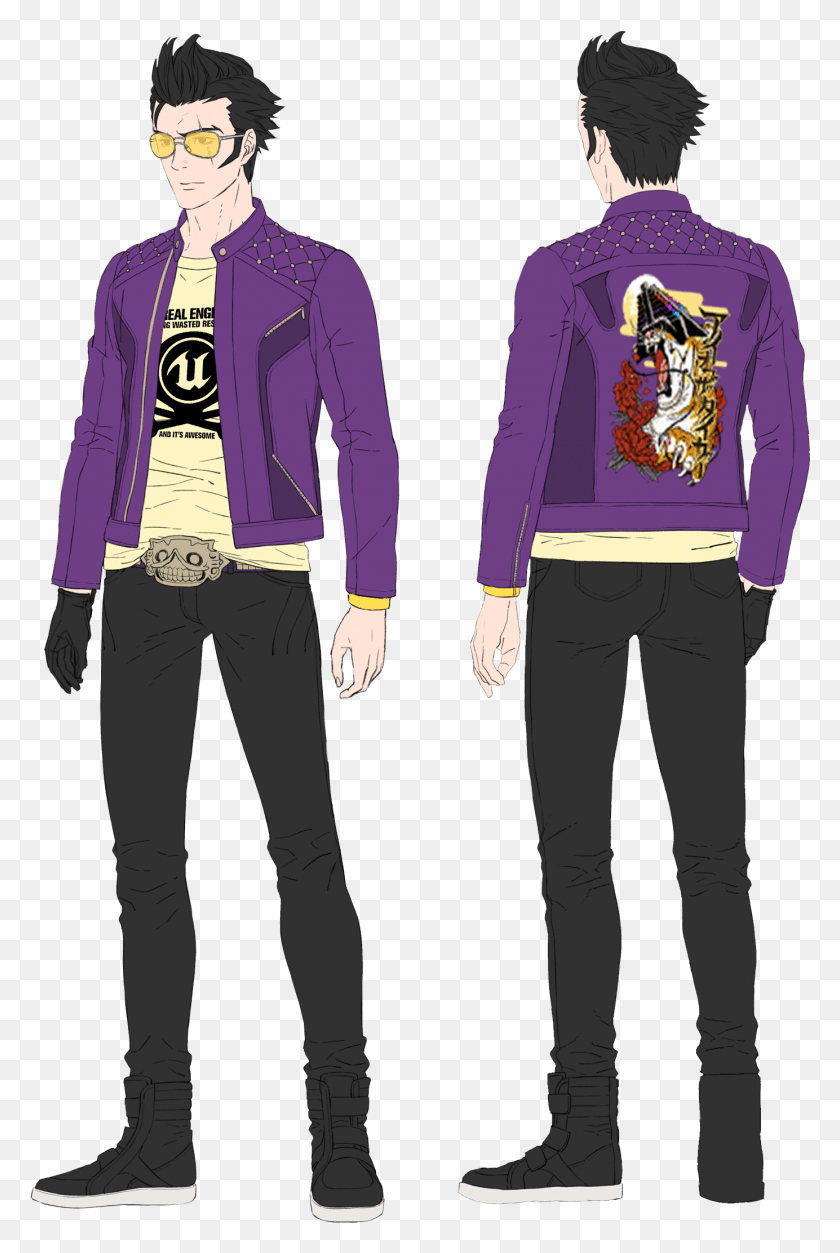 1384x2118 String Image Travisimagemustuse Frontback Travis Touchdown Purple Jacket, Sleeve, Clothing, Long Sleeve HD PNG Download