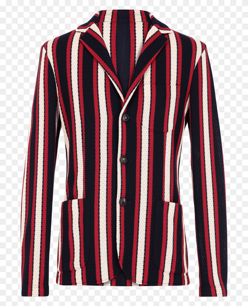 705x975 Striped Cotton Jersey Jacket With Carded Effect Formal Wear, Clothing, Apparel, Sleeve Descargar Hd Png