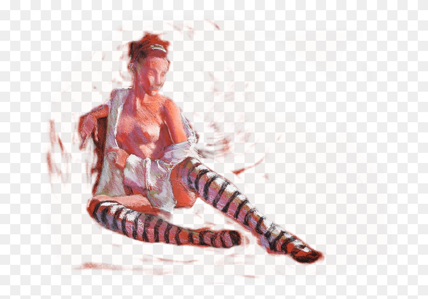 700x527 Striped Tights White Robe Pastel Figure Drawing Watercolor Paint, Dance Pose, Leisure Activities, Person HD PNG Download