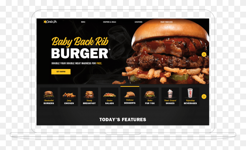 3686x2142 Stroketop Hompagemock Carls Carl39s Jr Baby Back Rib, Burger, Food, Advertisement HD PNG Download