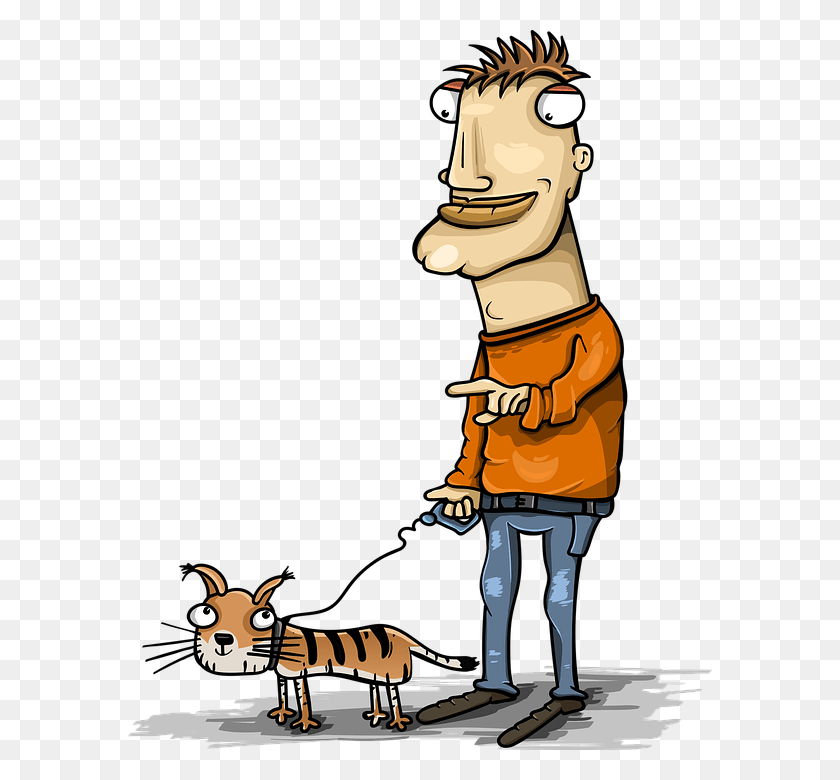 584x720 Stroll Cat Tiger Lead Dude Man Character Cartoon Cartoon, Clothing, Apparel, Person HD PNG Download