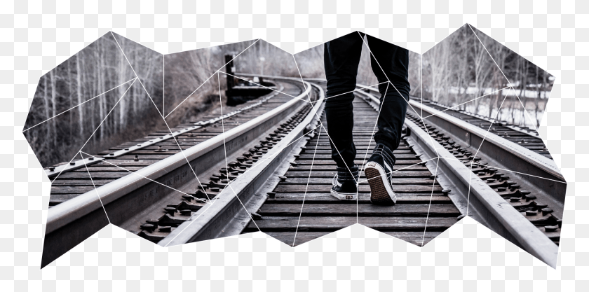 1716x786 Student Walking On Train Tracks Photography Train Tracks, Railway, Transportation, Train Track HD PNG Download