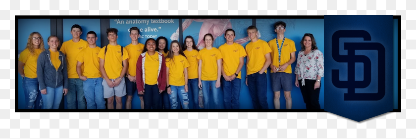 1200x340 Students Pose With A Teacher During A Field Trip Polo Shirt, Clothing, Apparel, Pants HD PNG Download
