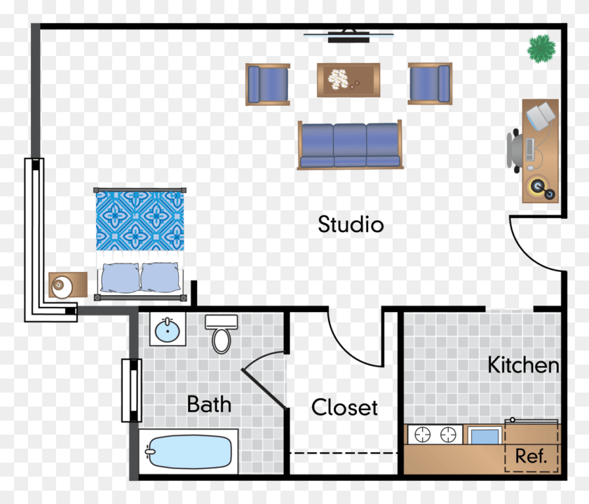 1065x900 Studio 1 Bathroom Apartment For Rent At Sixteen Hundred Sixteen Hundred, Floor Plan, Diagram, Building HD PNG Download