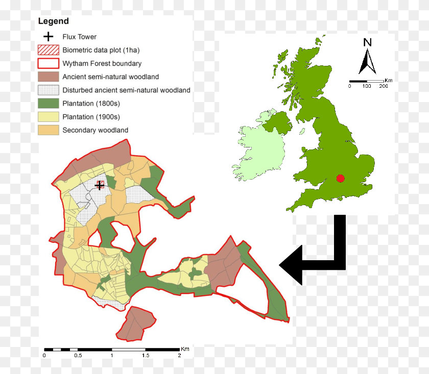 706x673 Расположение Места Исследования В Великобритании И Карта Wytham Woods Copyright Free Uk Map, Plot, Diagram, Number Hd Png Download