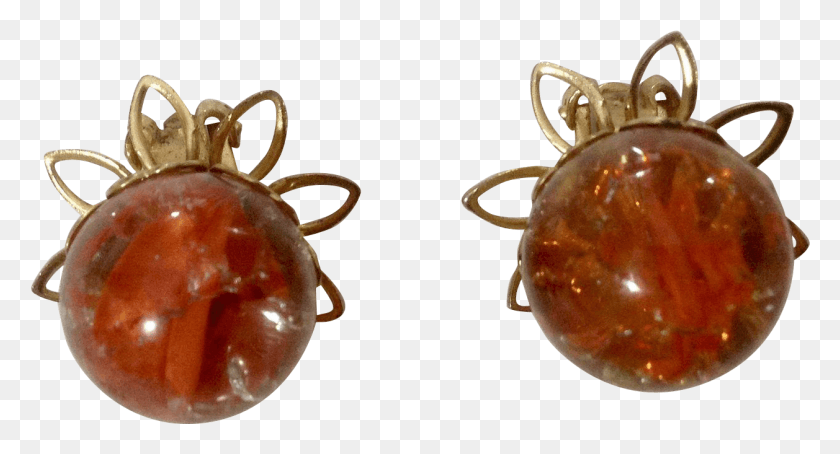 1257x636 Stunning Vintage Orange Silver Swirl Marble Glass Clip Earrings, Lobster, Seafood, Sea Life HD PNG Download