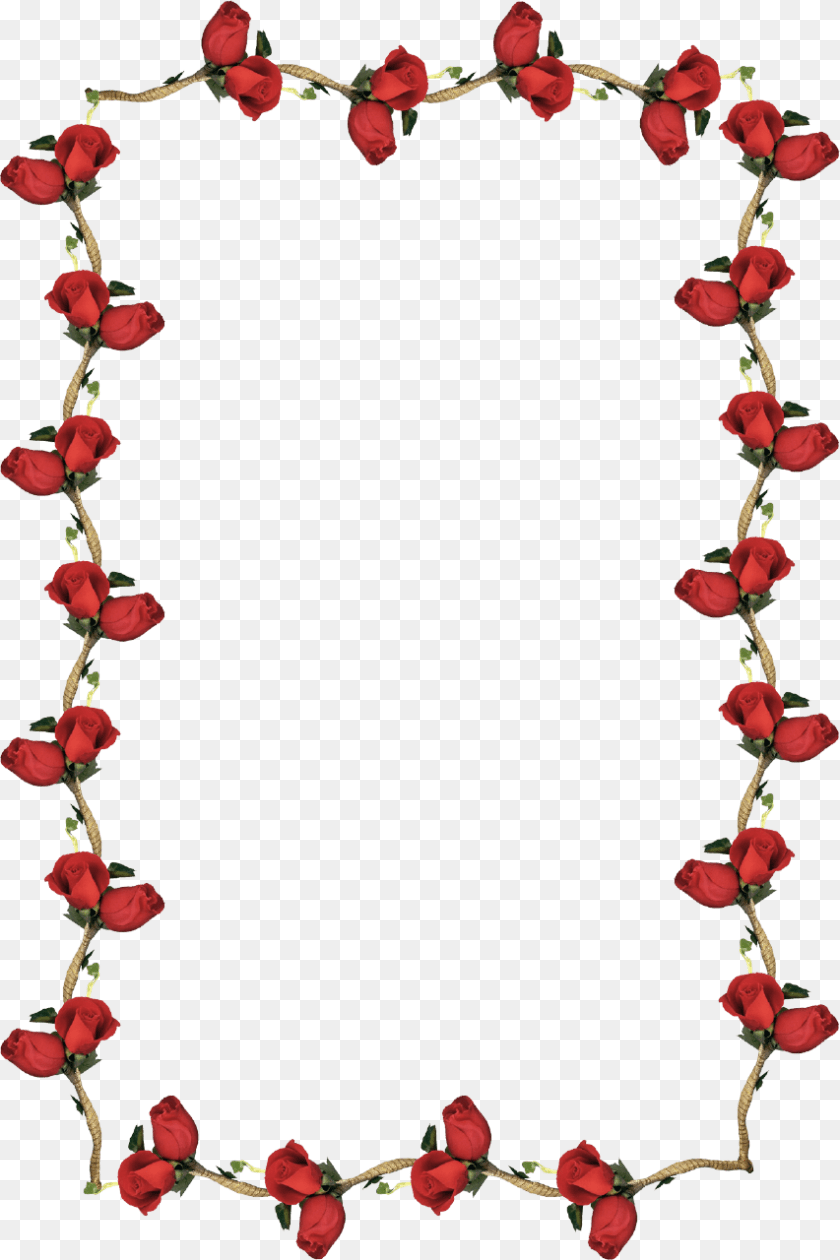 853x1280 Stylish Red Rose Border Picture Frame Floral Border Frame, Flower, Plant, Petal Clipart PNG