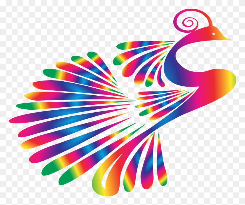 1773x1462 Stylized Colorful Big Image Peacock Silhouette, Graphics, Light Descargar Hd Png