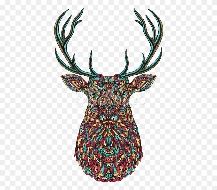 424x676 Stylized Deer Head Reindeer, Elk, Deer, Wildlife HD PNG Download