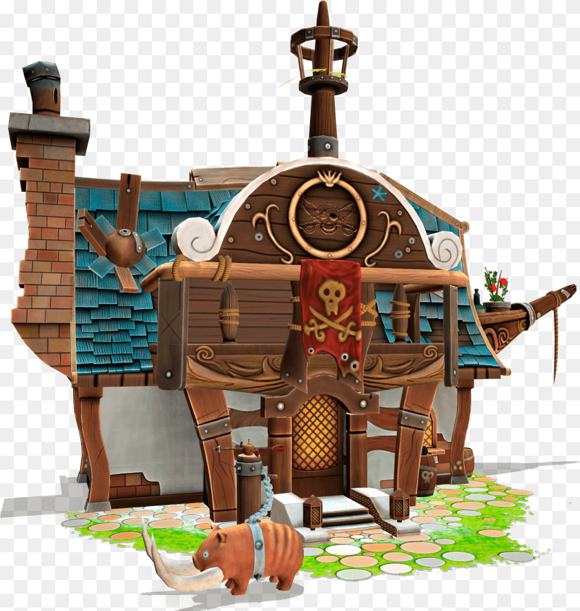 1491x1571 Stylized Pirate House Illustration, Architecture, Building, Countryside, Hut Sticker PNG