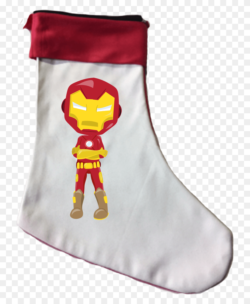 733x960 Sublimated Christmas Stocking Superhero Christmas Iron Man, Stocking, Gift, Person HD PNG Download