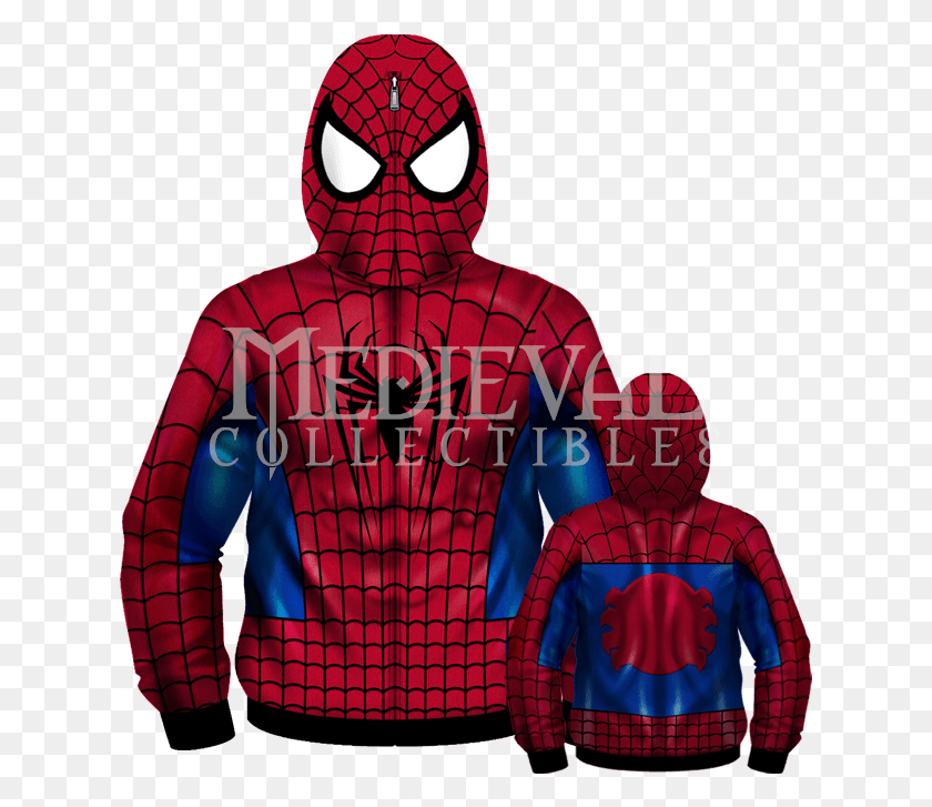625x667 Sublimated Spider Man Suit Zip Up Hoodie Che Guevara T Shirt, Clothing, Apparel, Sweatshirt HD PNG Download